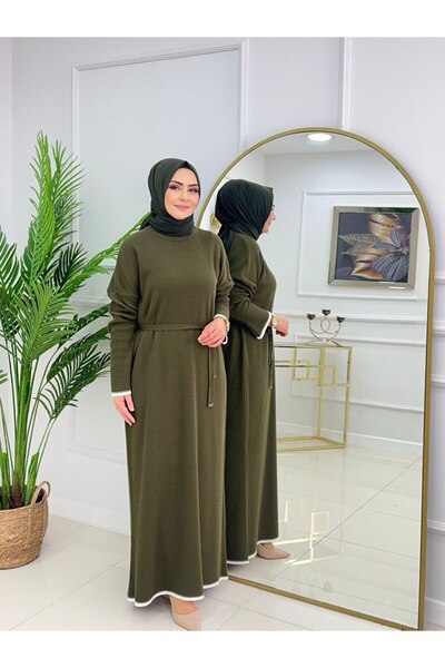 Enans Design فستان تيزيور بقصة مستقيمة وحزام من سيلفي