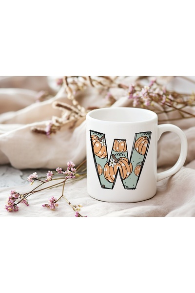 Beramussa كوب منقوش على شكل حرف W - كوب لطيف بطابع الهالوين - هدية