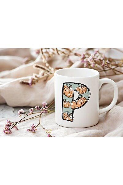 Beramussa كوب منقوش على شكل حرف P - كوب لطيف بطابع الهالوين - هدية