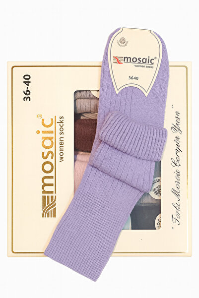 Hirazenmoda “Mosaic Kadın Yün Uzun Boğazlı Bot Çorabı 12 Renk Seçeneği – Kalın, Yumoş, Sıcak Tutan Kışlık Model