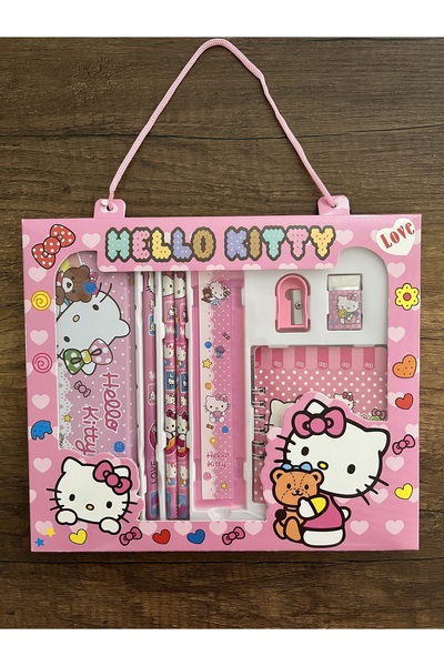 gülümse gel Kırtasiye Okul Seti Kuromi Hello Kitty Kalemlik Cetvel Not Defteri 3 Kalem Silgi Kalemtıraş Set