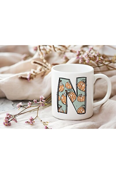 Beramussa كوب منقوش على شكل حرف N - كوب لطيف بطابع الهالوين - هدية