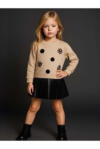 Zekids Set de 2 piese pentru fete: hanorac și rochie interioară cu detaliu plisat