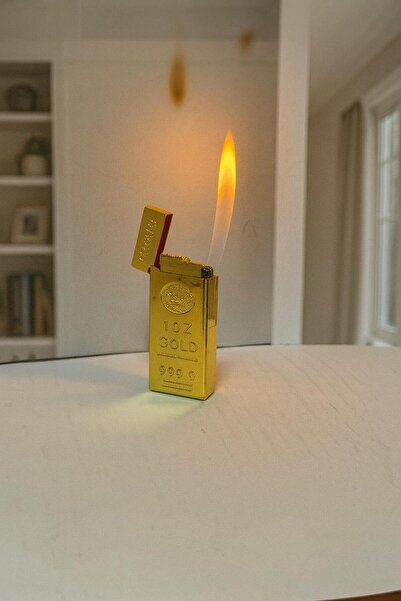 melmus “Gold Bar Deluxe Dupont Tarzı Metal Taşlı Çakmak – 999.9 Altın Görünümlü Premium Koleksiyon Serisi”