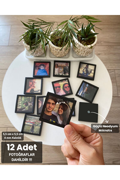 SERYAS DESIGN Neodyum Mıknatıslı Çerçeveli Buzdolabı Magnet 12 adet Sevgiliye...
