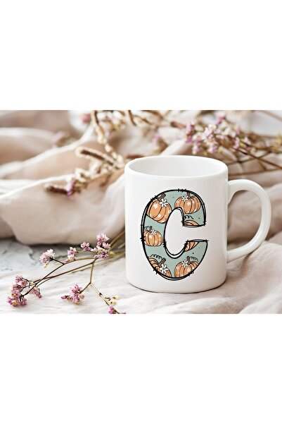 Beramussa كوب على شكل حرف C بنقش اليقطين - كوب لطيف بطابع الهالوين - هدية