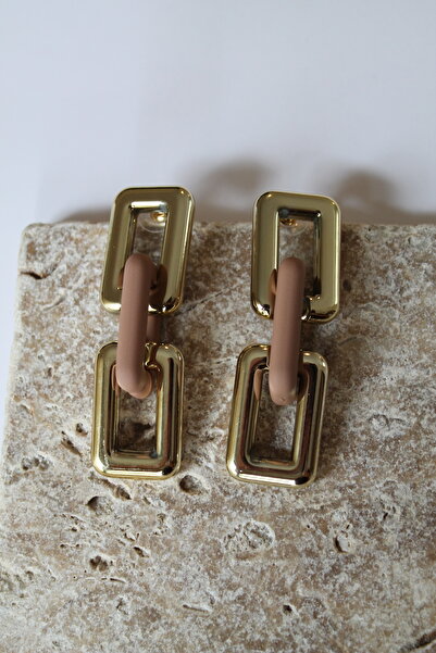 Luvix Design أقراط عصرية على شكل سلسلة مستطيلة ذهبية اللون