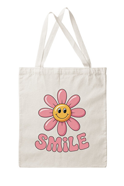 DK DAKSEL Set of 3 Smile Printed Canvas Tote Bags – Just Smile – Colorful Tote Bag