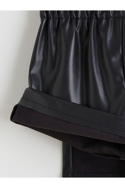 LC Waikiki Leather Look Girl's Shorts Skirt with Elastic Waist