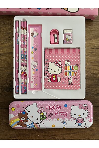 gülümse gel Kırtasiye Okul Seti Kuromi Hello Kitty Kalemlik Cetvel Not Defteri 3 Kalem Silgi Kalemtıraş Set