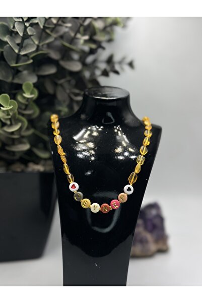 NikaŞ Kişiye Özel İsimli Çocuk El İşçilikliDamla Kehribar Kolye Ateş, Alerji,...