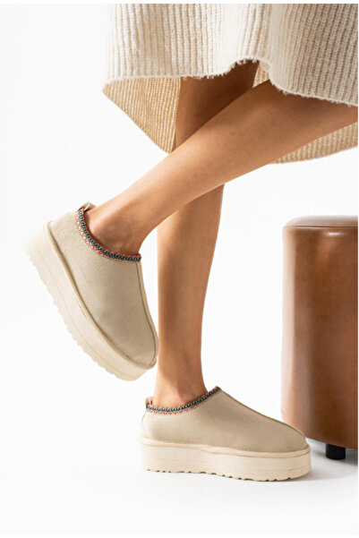 Volenta Kadın Süet Kalın Taban İçi Tüylü Terlik Yeni Moda