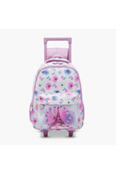 Junior's حقيبة ظهر بعجلات بطبعات زهور وحمالات كتف قابلة للتعديل من جونيورز - ...