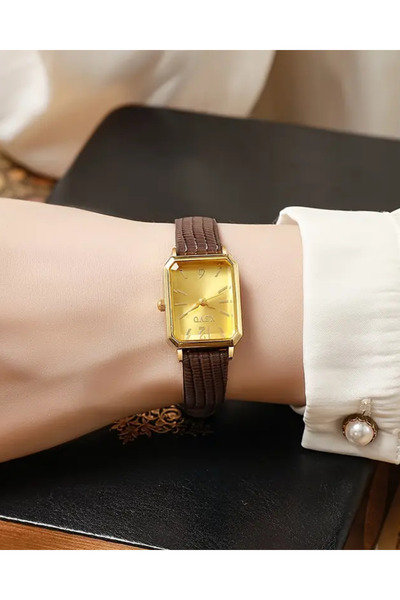 NovaTick Brown Gold Detailed Vintage Retro Women's Watch