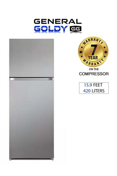 GENERAL GOLD Two-Door Refrigerator - 14.9 ft - 420L - Steel - Silver - GR425NF