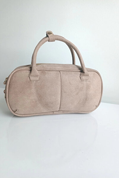 Glemix Raya Koyu Vizon Süet Fermuarlı Kadın El Ve Omuz Çantası