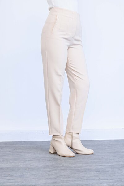 modaparis outlet Önü Biyeli Yüksek Bel Kadın Kumaş Pantolon