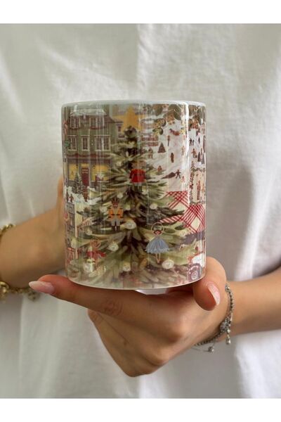 Ceribo Co. Baskılı Porselen Kupa Yılbaşı Temalı Baskılı Çay ve Kahve Kupası