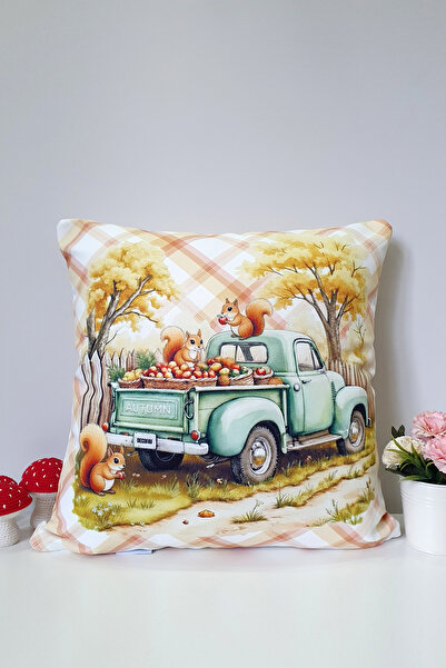 decofav Husă de pernă Autumn Journey Vintage Pickup Truck - 43x43cm