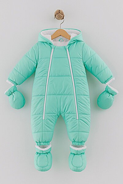 DeKuBaby Yağmur-Soğuk Geçirmez Kapüşonlu Çıkarılabilir Eldiven Ve Patikli Beb...