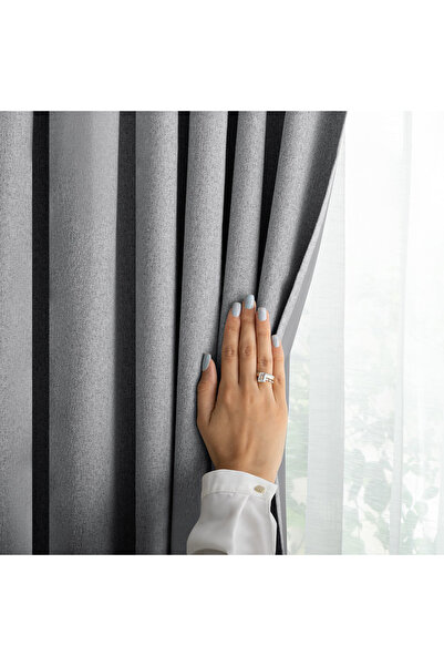 Five Store Draperie blackout cu rejansa multifunctionala, Kelme, densitate 200 g/m2, 140 x 250 cm, gri inchis