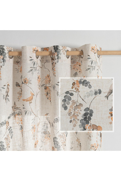 Five Store Linen fabric curtain with rings, Rinaldo, density 200 g/m2, 135 x 270 cm, beige