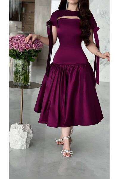 VİVİ فستان خمري فخم بتصميم أنثوي راقٍ