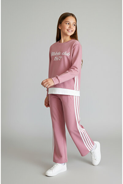 son öz bebe Set de trening pentru fete, cu trei dungi, roz-alb, cu picioare l...