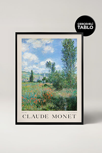 House Gorgeous Claude Monet View of Vetheuil Çerçeveli Tablo