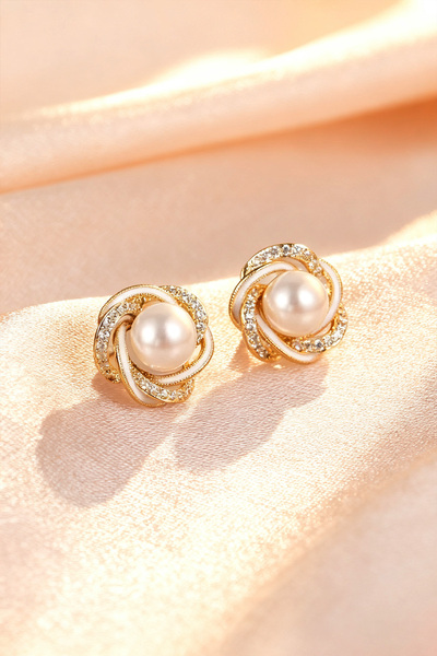 Shylyn 925 Gümüş İğneli Zirkon Kaplamalı İnci Küpe