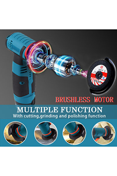 OVERTANG cordless angle grinder, brushless motor, 19500rpm, 1200mAh, 76mm discs, black, 1.12kg