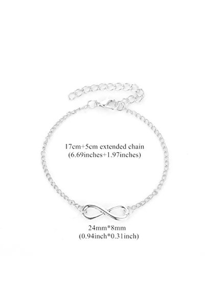 OEM Brățară unisex cu pandantiv Infinit, aliaj inoxidabil, 17cm + 5cm