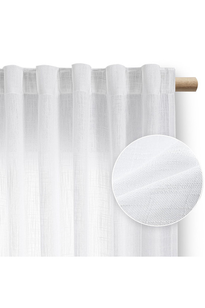 Five Store Linen fabric curtain with multifunctional drapery, Vlatka, density 200 g/m2, 140 x 270 cm, white