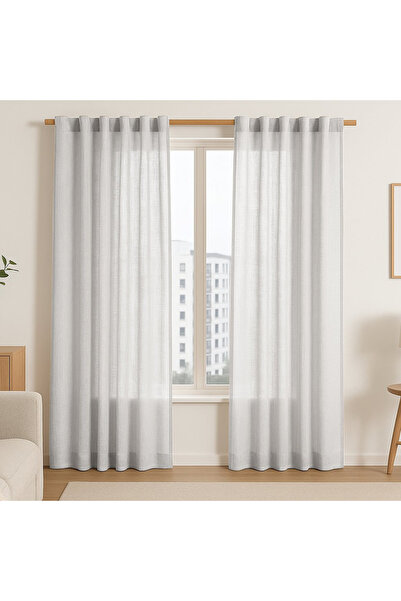 Five Store Linen fabric curtain with multifunctional drapery, Vlatka, density 200 g/m2, 140 x 270 cm, white
