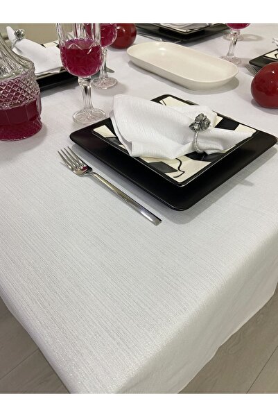Zeren Home Silvery White Tablecloth 25 Piece Set