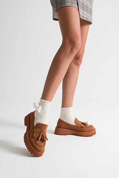 MFT AYAKKABI Удобни дамски мокасини с ресни от таба суед