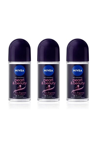 NIVEA 3 x 50ml Anti Perspirant Deodorant Roll On Pearl Beauty Pores Underarms