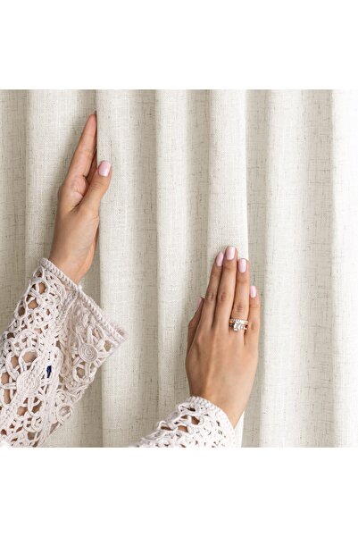 Five Store Linen curtain with multifunctional drapery, Alenka, 200 g/m2, 140 x 250 cm, light beige