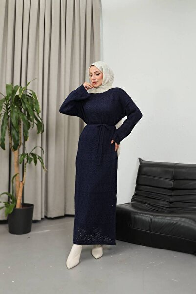 EZFER KADIN UZUN KOLLU TRİKO ELBİSE İÇİ KOMPLE ASTARLI