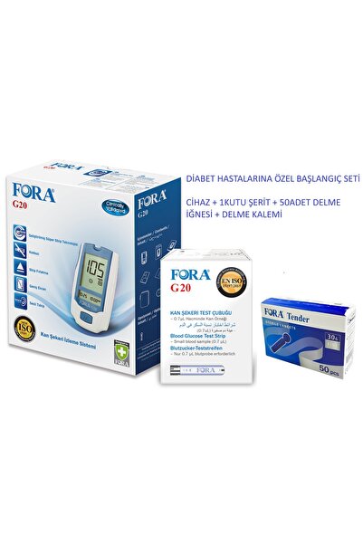 FORA Şeker Diabet Ölçüm Cihazı + 1 Kutu Strip (50 ADET) + 50 ADET Lanset