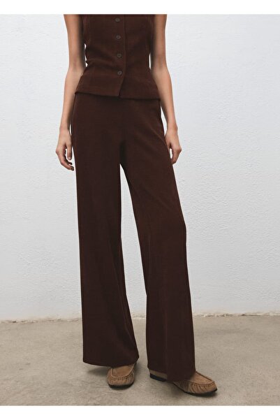 MANGO Woman Beli elastik fitilli kadife pantolon