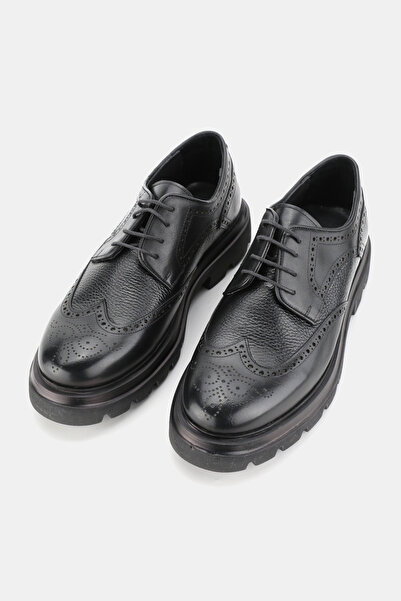 TUNAELLİ Men's Black Genuine Natural Leather Size 39-45-46 Eva Sole Lace-Up Shoes