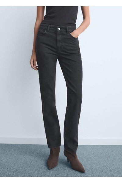 MANGO Woman Dar kesim yüksek bel jean