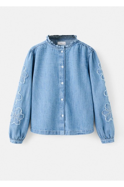 MANGO Kids İşlemeli denim bluz