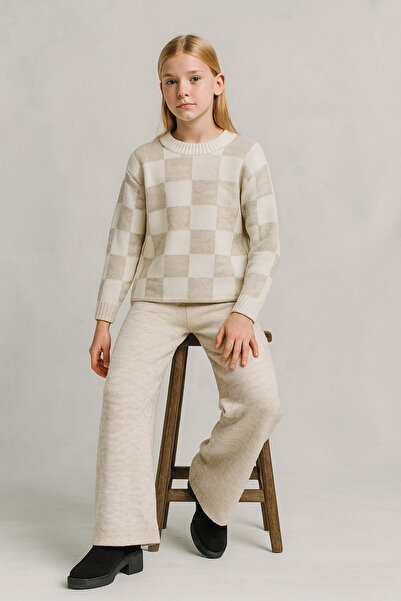 CLOUDY WEAR&DESİGN Girl's Top and Bottom Two-Piece Knitwear Set