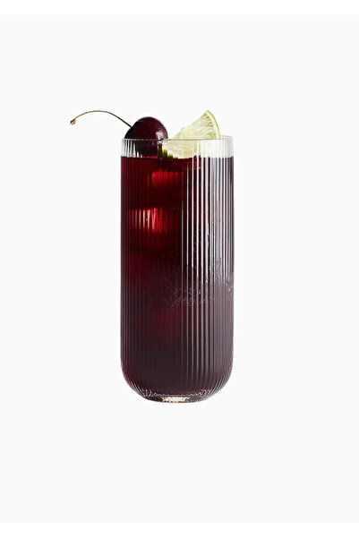 Crate & Barrel Symphony 16 oz Fluted Highball Glass, Hand Blown Clear Glass, ...