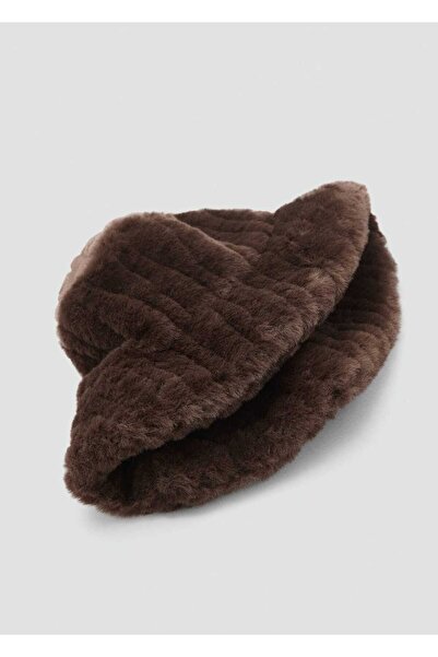 MANGO Woman Kürk görünümlü bucket şapkası