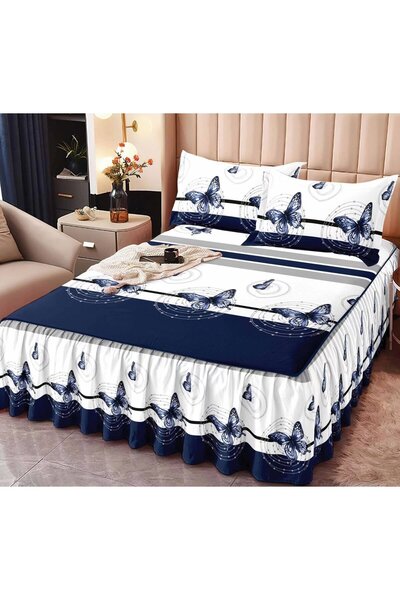 Happy Home Cearceaf de pat cu volanas Finet , 160x200cm + 2 fete de perna 50x70cm