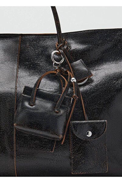 MANGO Woman Leather Maxi Shopper Bag