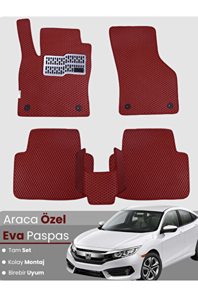 Guerrino HONDA CİVİC FC5 (2016-2021) Uyumlu EVA Paspas Tam Set–Araca Özel,Su ...